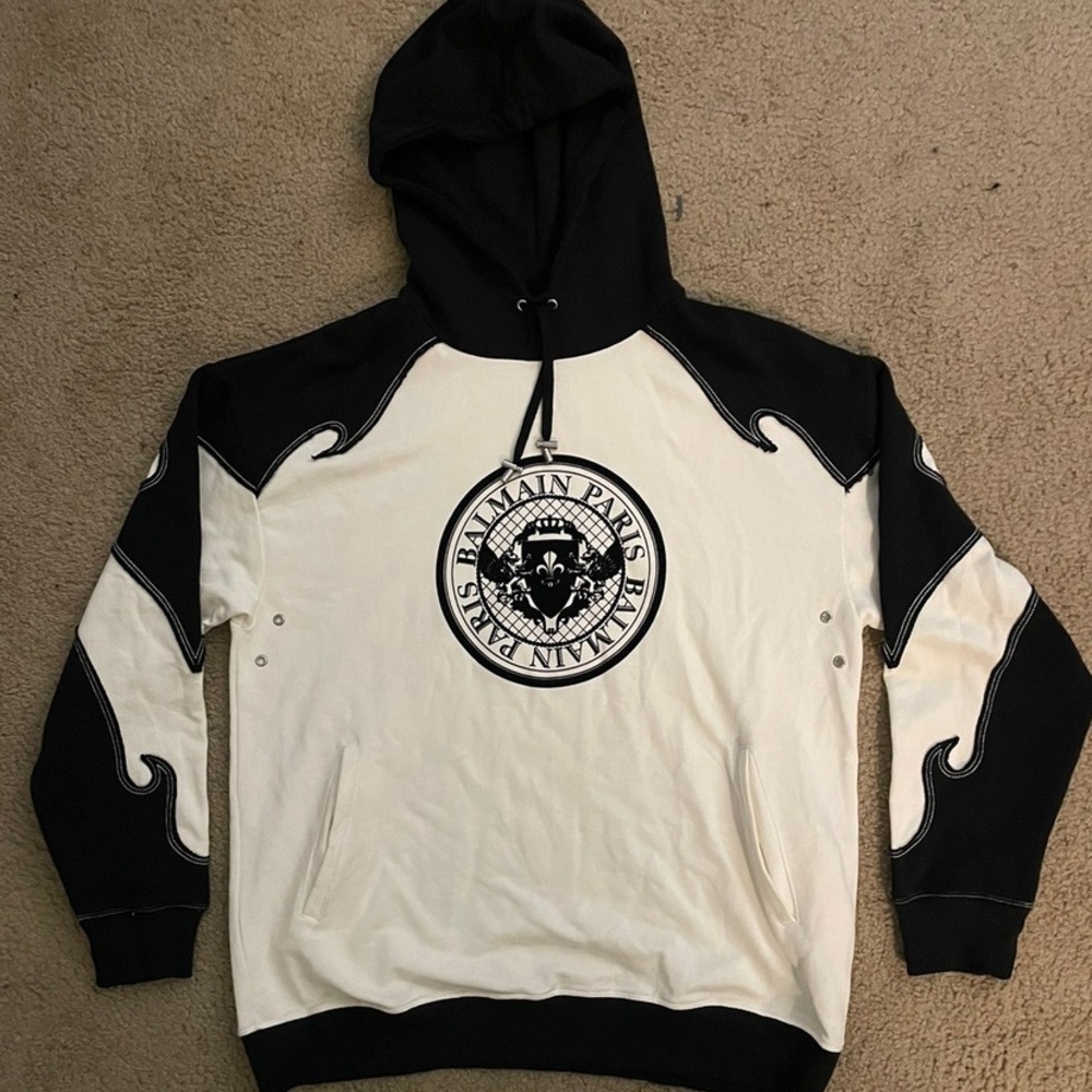Balmain Black and White Hoodie